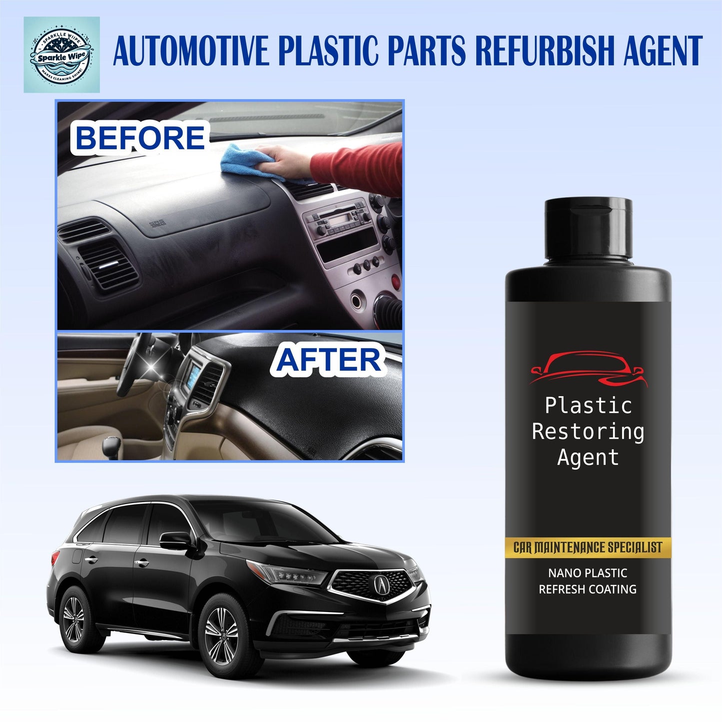 Nano Plastic Revitalizing Coating Agent for Car 100ml (Pack of 2) cs2856-ri