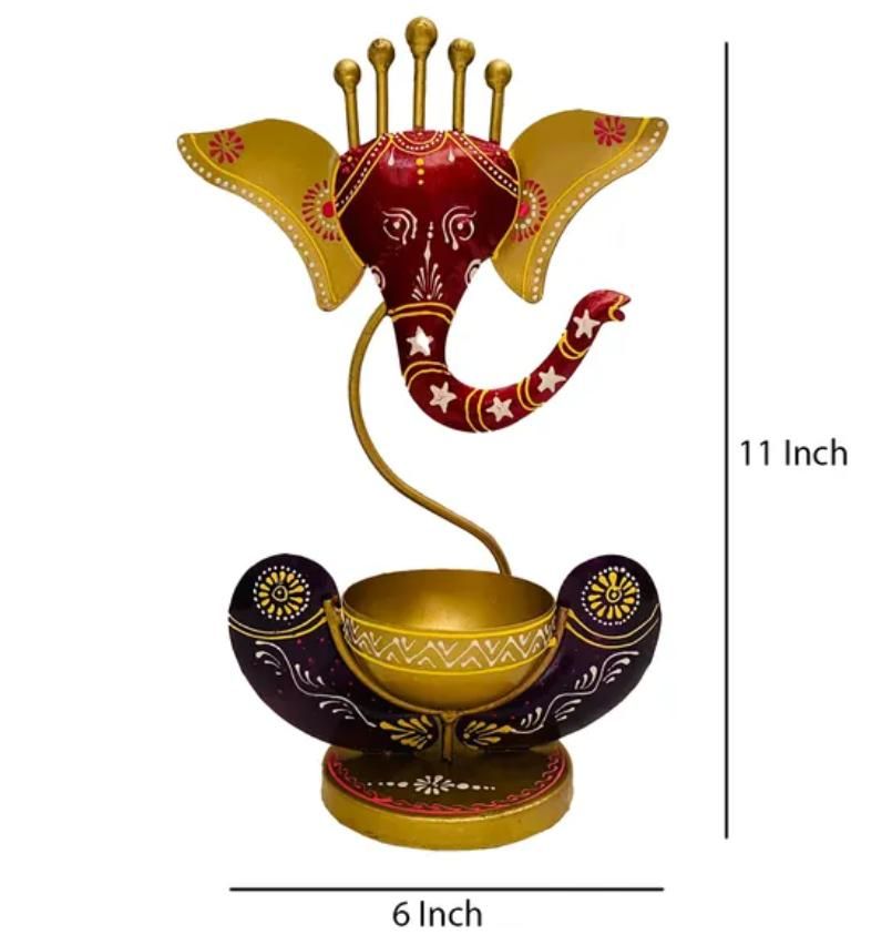 Intricately Crafted Spiritual Decor Ganesha with Tealight Candle Holder cs2856-ri