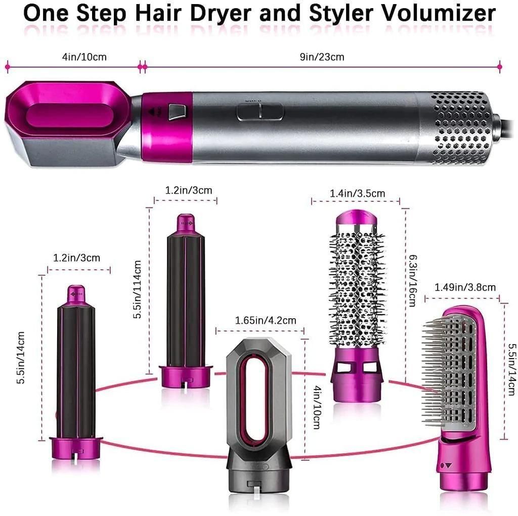 5 in 1 Multifunctional Hair Dryer Styling Tool, Detachable 5-in-1 Multi-Head Hot Air Comb, The Negative Ion Automatic Suction Hair Curler cs2856-ri