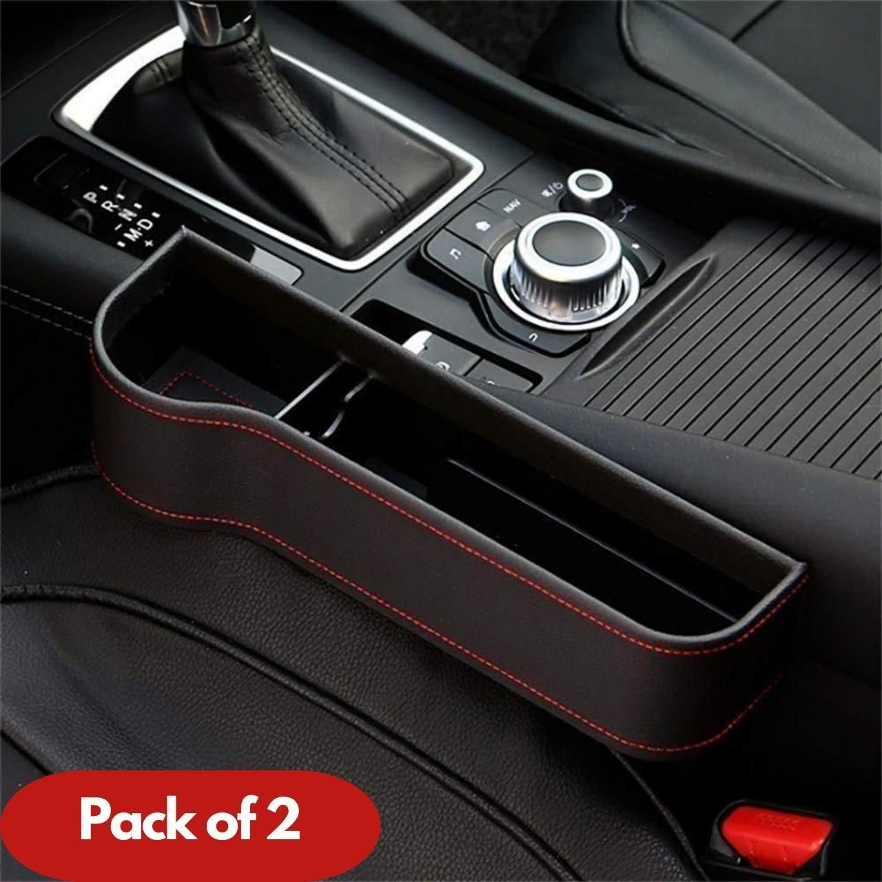 Seat Pockets PU Leather Car Console Side Organizer Pack of 2 cs2856-ri