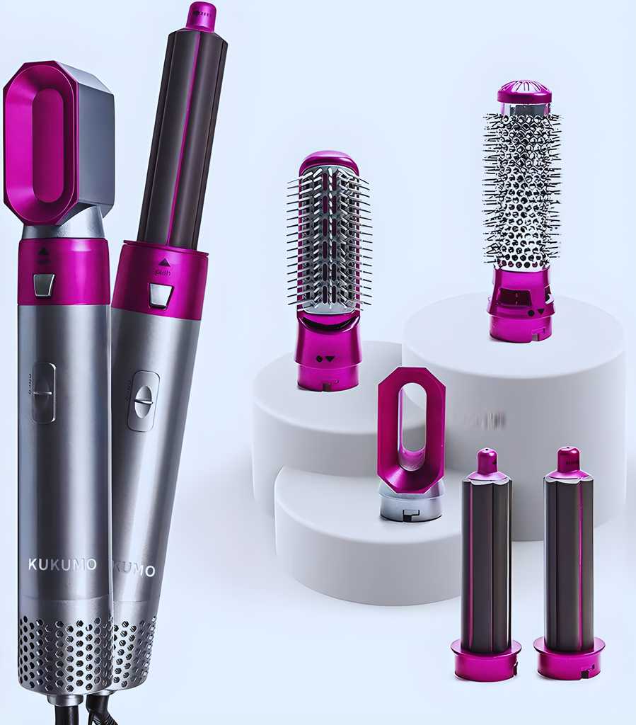 5 in 1 Multifunctional Hair Dryer Styling Tool, Detachable 5-in-1 Multi-Head Hot Air Comb, The Negative Ion Automatic Suction Hair Curler cs2856-ri