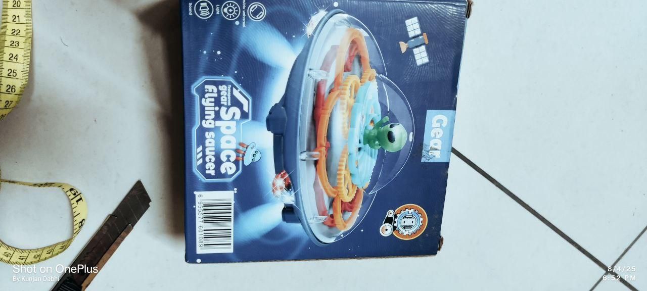 Electric Transparent Gear UFO Space Flying Saucer Toy Toddler Interaction cs2856-ri