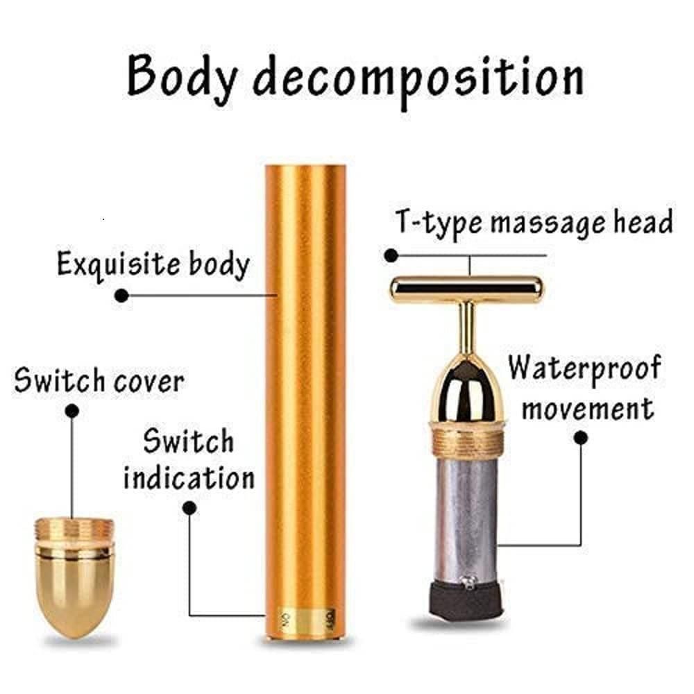 24K Gold Energy Beauty Bar Electric Facial Massage Roller cs2856-ri