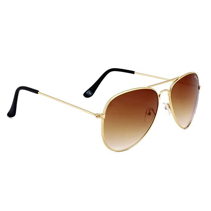 Unisex Brown Golden Aviator Sunglass cs2856-ri