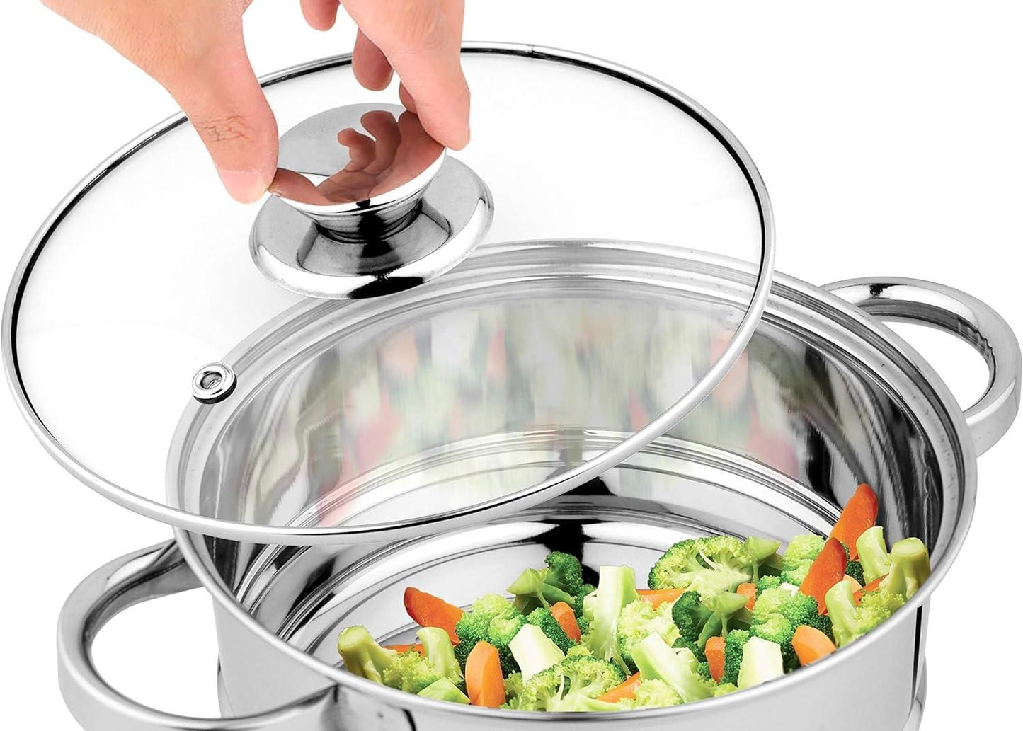 Stainless Steel 2 Tier Steamer Set with Lid cs2856-ri