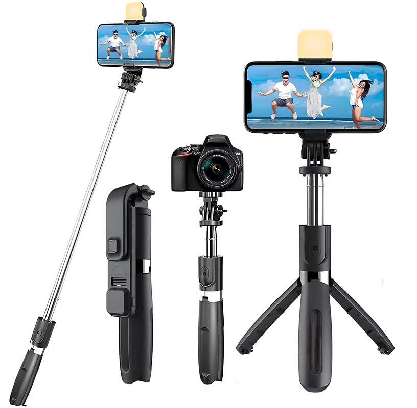 Extendable Flash 3-in-1 Selfie Stick Tripod with Bluetooth Remote cs2856-ri