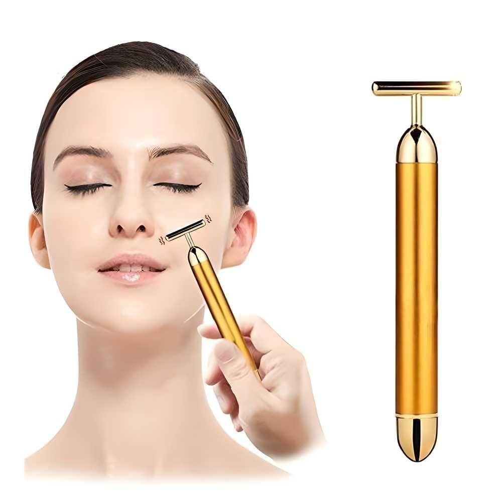 24K Gold Energy Beauty Bar Electric Facial Massage Roller cs2856-ri