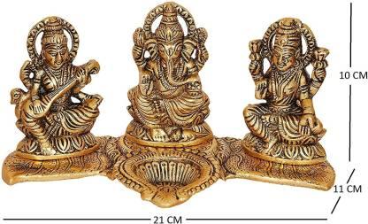 Design Gold Plated Lakshmi Ganesh Saraswati Idol with Deepak Showpiece cs2856-ri