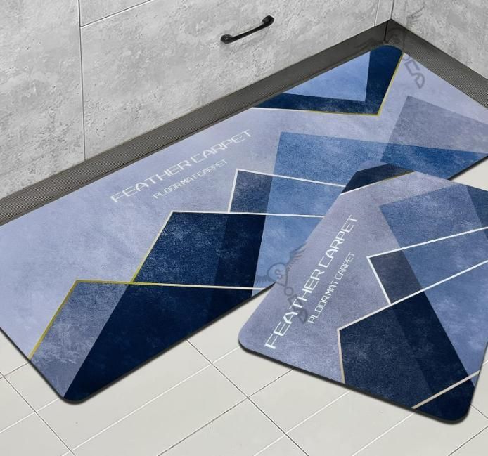 Rubber Floor Mat with Runner Geometric Pattern (Design As per Availibility) cs2856-ri