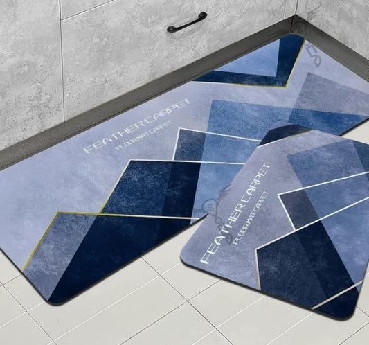 Rubber Floor Mat with Runner Geometric Pattern (Design As per Availibility) cs2856-ri