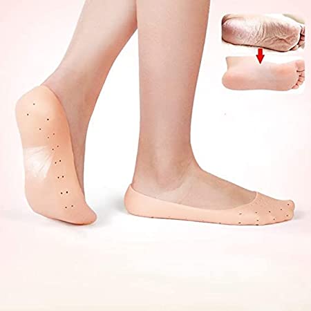 Silicone Full Length Anti Crack Foot Protector Moisturizing Socks for Foot-Care and Heel Cracks for Men and Women cs2856-ri