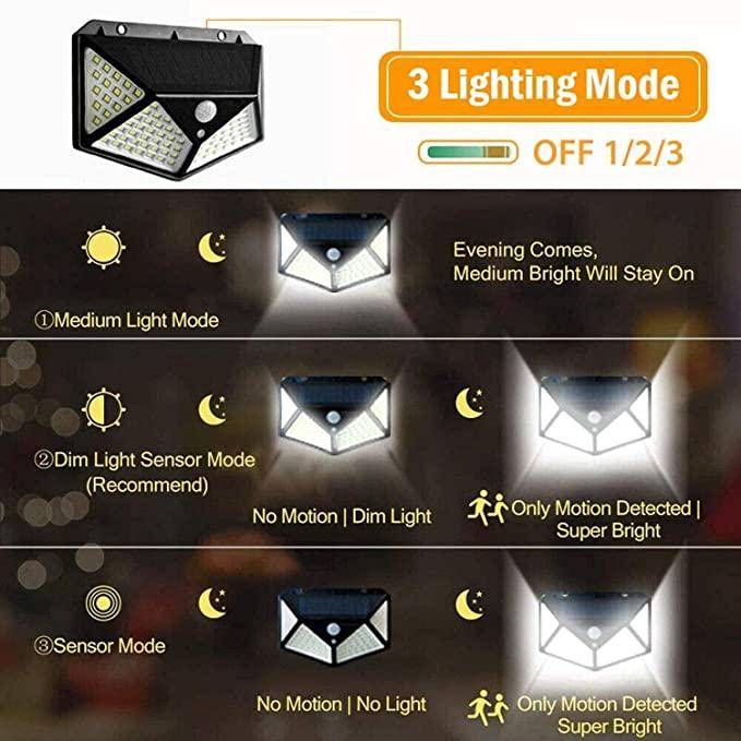 Latest Solar Lights for Garden 100 LED Motion Sensor Security Lamp for Home,Outdoors Pathways | Bright Solar Wireless Security Motion Sensor 100 Led Night Light (100 LED) cs2856-ri