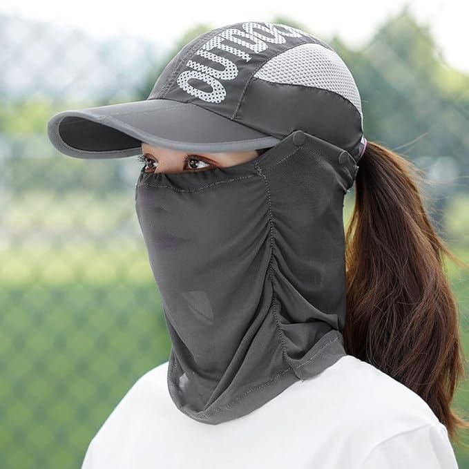 Sun Cap with Detachable Cotton Face Cover For Women cs2856-ri