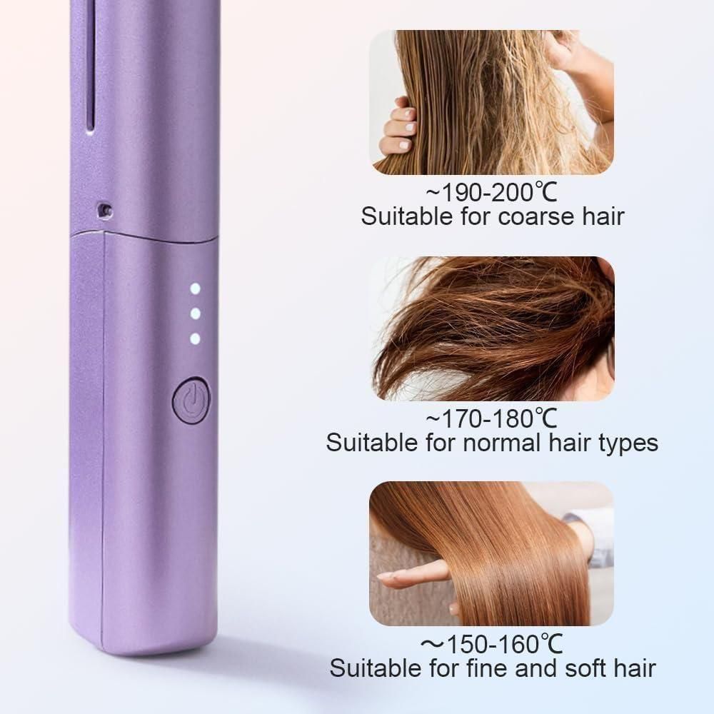 Meneflix Portable Mini Hair Straightener Cordless Rechargeable Mini Adjustable Hair Straightener Hot Comb cs2856-ri