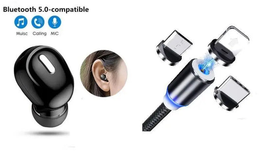 Combo Offer of X9 Mini 5.0 Bluetooth Earphone with 3 in 1 Magnet Cable cs2856-ri