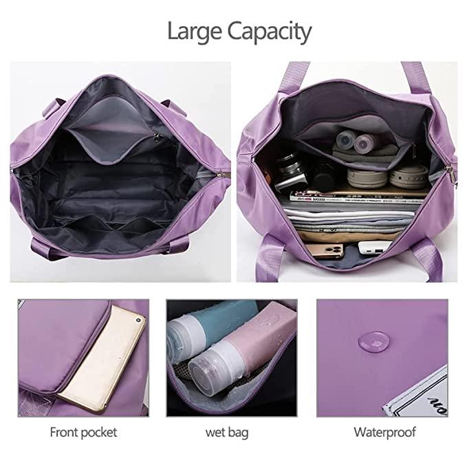 Nylon 22 Cms Travel Duffle(Foldable Travel Duffle_lavender) cs2856-ri