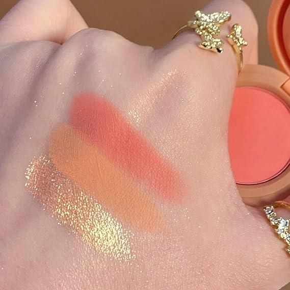 3 in1 Face Blusher + Highlighter with Mini Compact Travel Friendly Palette cs2856-ri