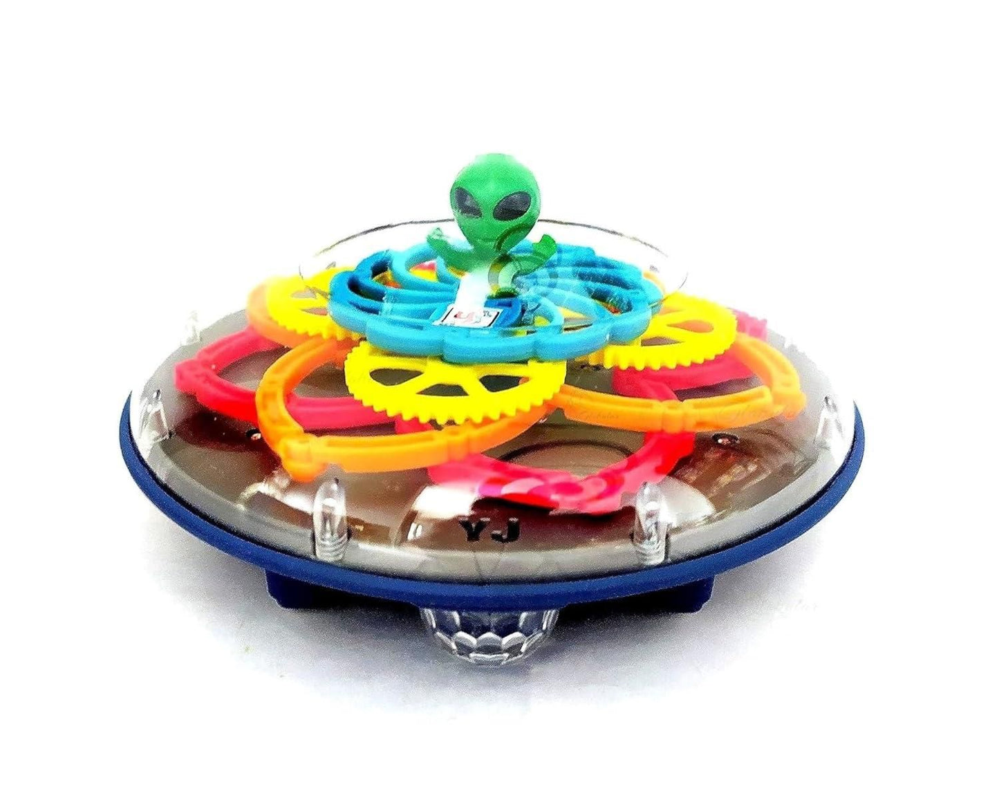 Electric Transparent Gear UFO Space Flying Saucer Toy Toddler Interaction cs2856-ri