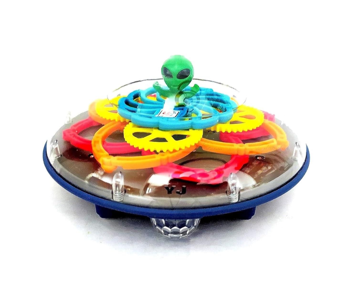 Electric Transparent Gear UFO Space Flying Saucer Toy Toddler Interaction cs2856-ri
