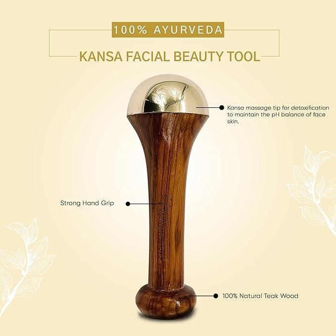 Kansa Face Massager Wood Handle cs2856-ri