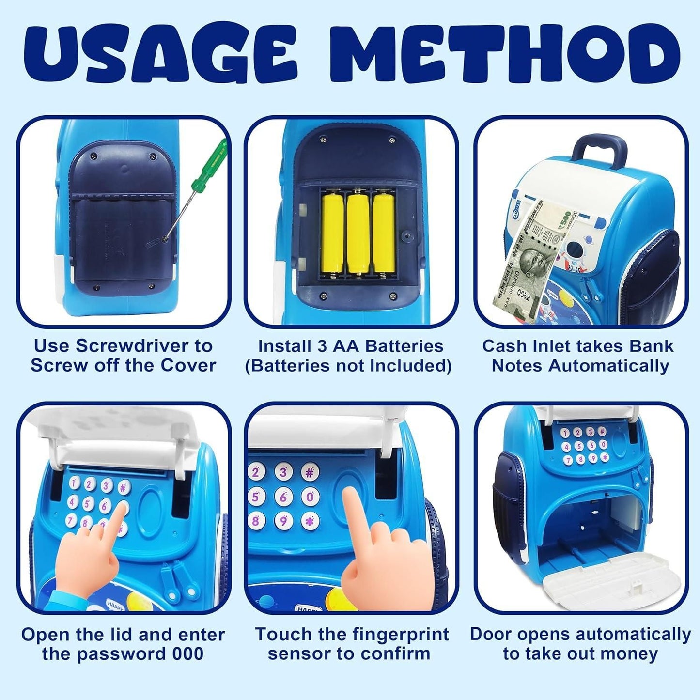 Modern Money Safe Musical Piggy Bank Toy for Kids and Adults cs2856-ri