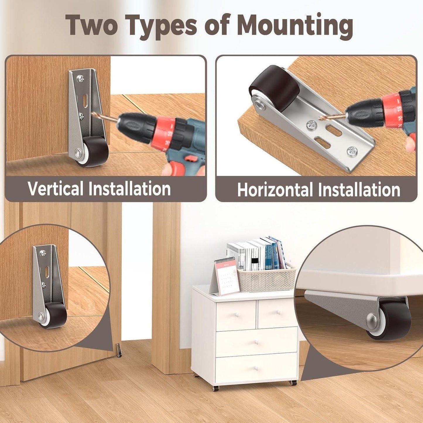 4 Pcs Small Caster Wheel cs2856-ri