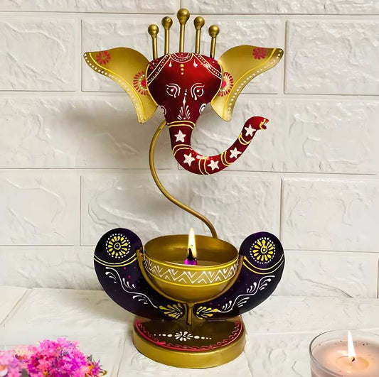 Intricately Crafted Spiritual Decor Ganesha with Tealight Candle Holder cs2856-ri