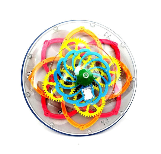 Electric Transparent Gear UFO Space Flying Saucer Toy Toddler Interaction cs2856-ri