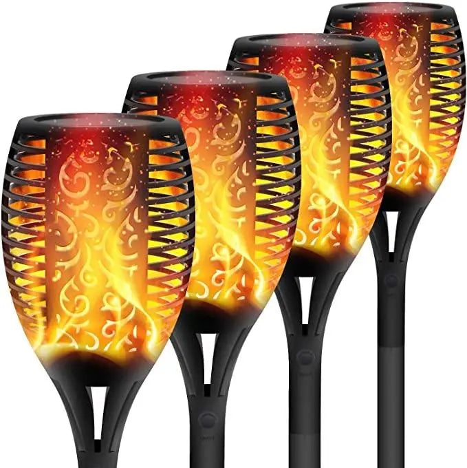 Solar Lights Outdoor Waterproof Dancing Fire Mashaal Flame Torch 96 LED Lantern Landscape Decoration Lighting Auto On/Off for Garden Balcony Driveway's ( Pack of 1) cs2856-ri