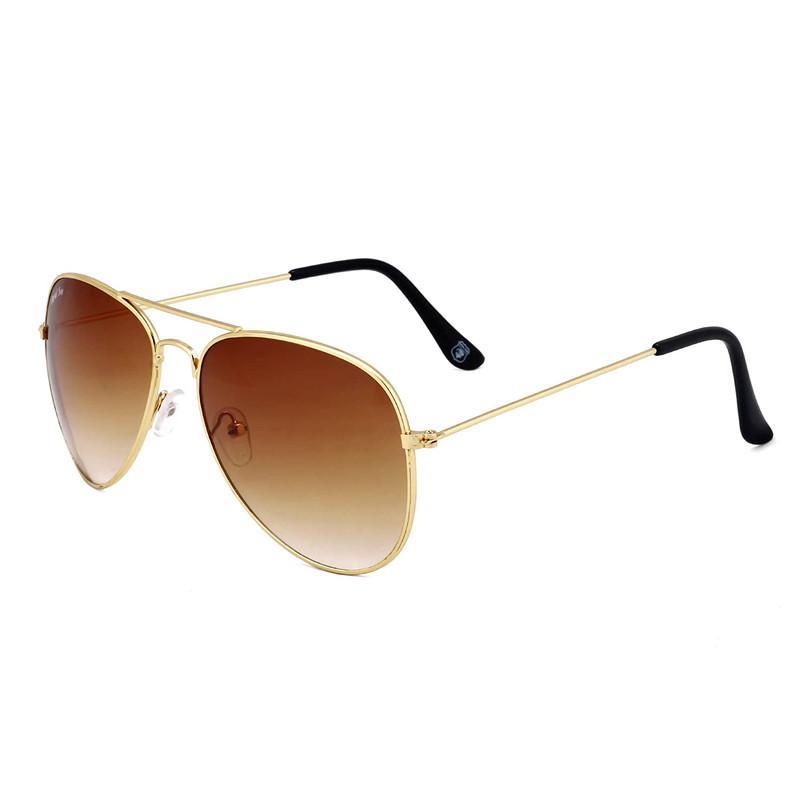 Unisex Brown Golden Aviator Sunglass cs2856-ri