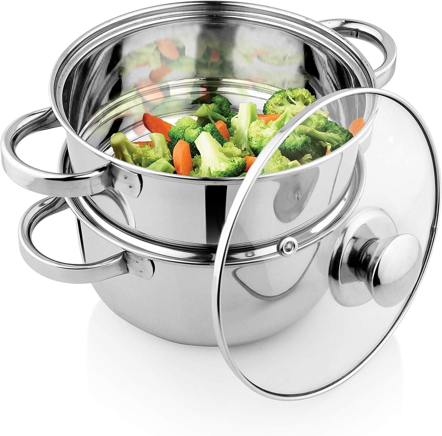Stainless Steel 2 Tier Steamer Set with Lid cs2856-ri