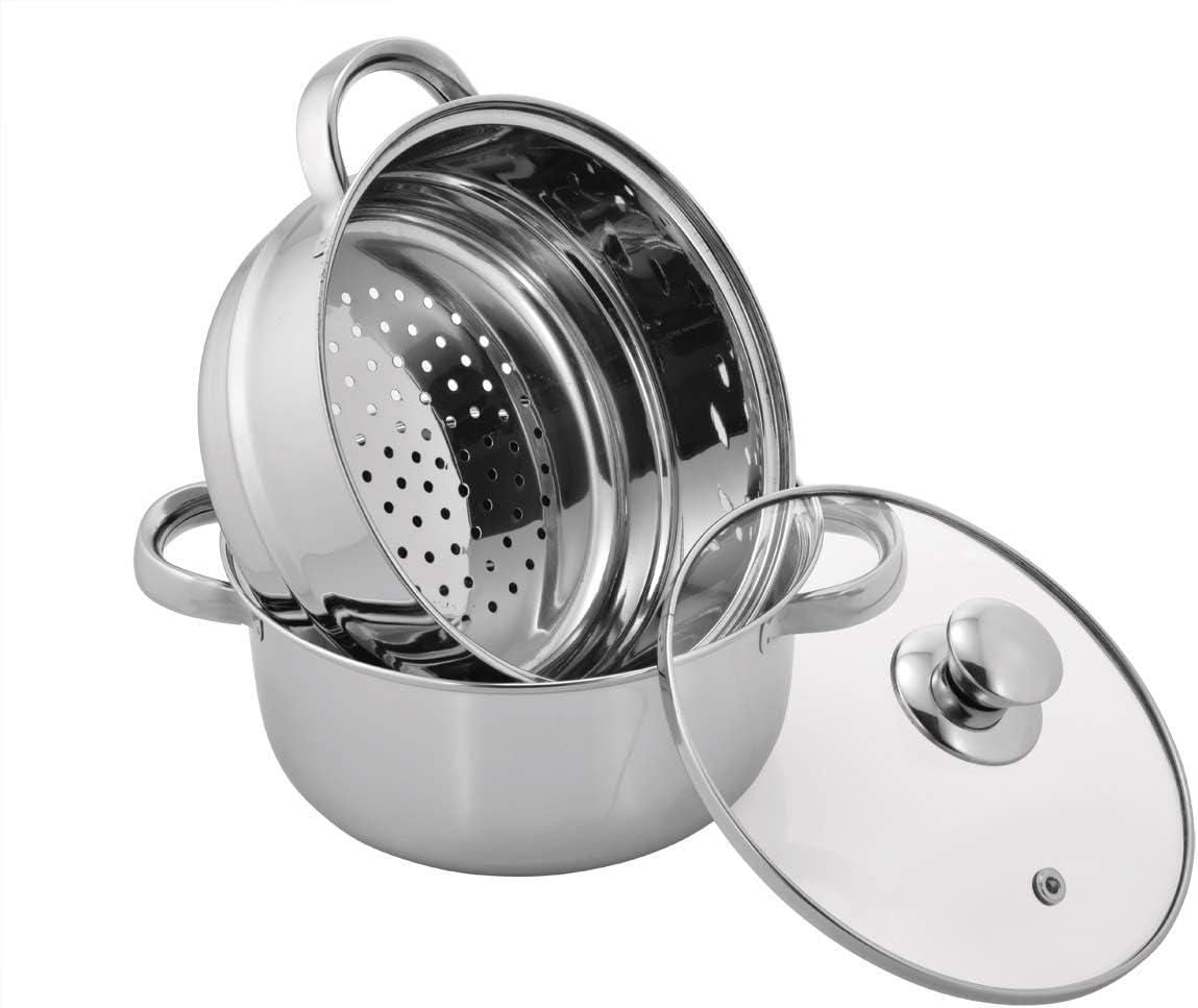 Stainless Steel 2 Tier Steamer Set with Lid cs2856-ri