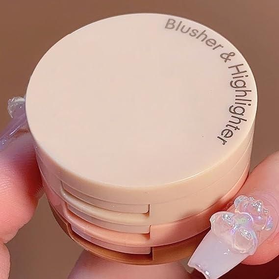 3 in1 Face Blusher + Highlighter with Mini Compact Travel Friendly Palette cs2856-ri