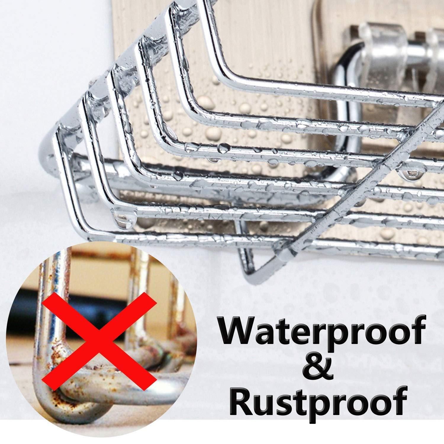 Soap Dish Holder-Wall Mounted Double Layered  Stainless Steel Soaps Storage Rack with Hook cs2856-ri