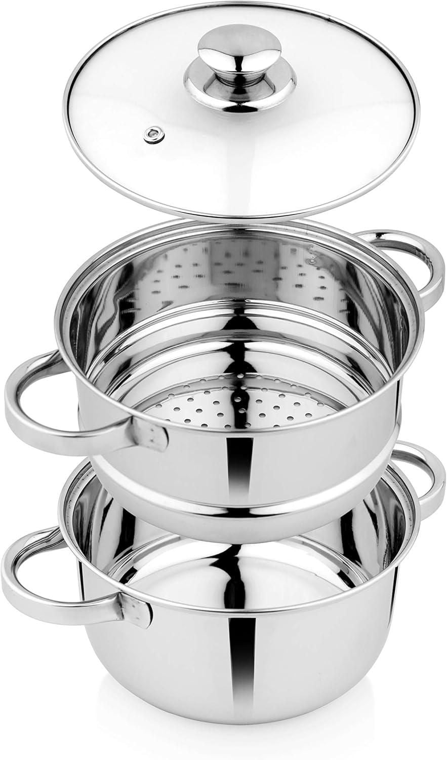 Stainless Steel 2 Tier Steamer Set with Lid cs2856-ri