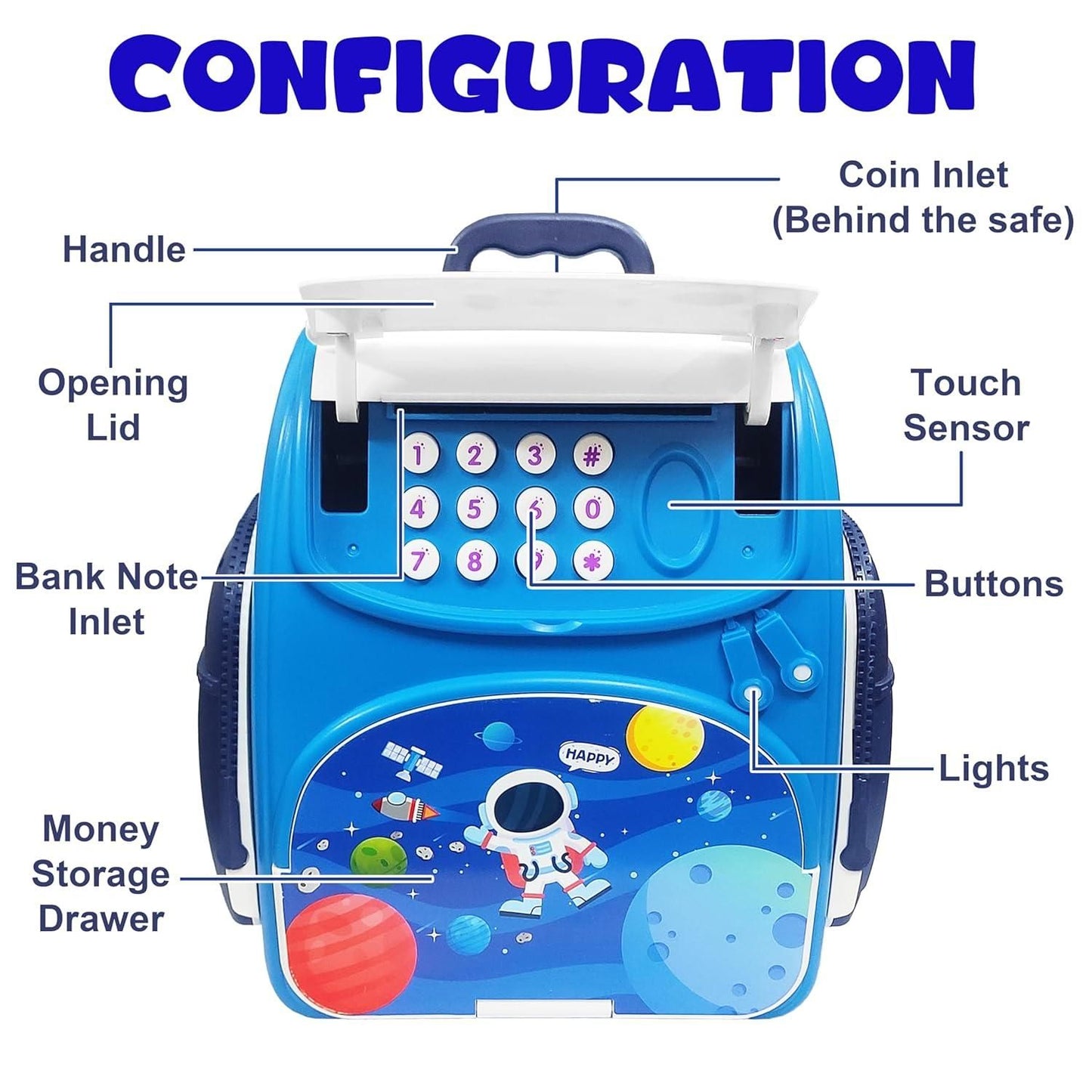 Modern Money Safe Musical Piggy Bank Toy for Kids and Adults cs2856-ri
