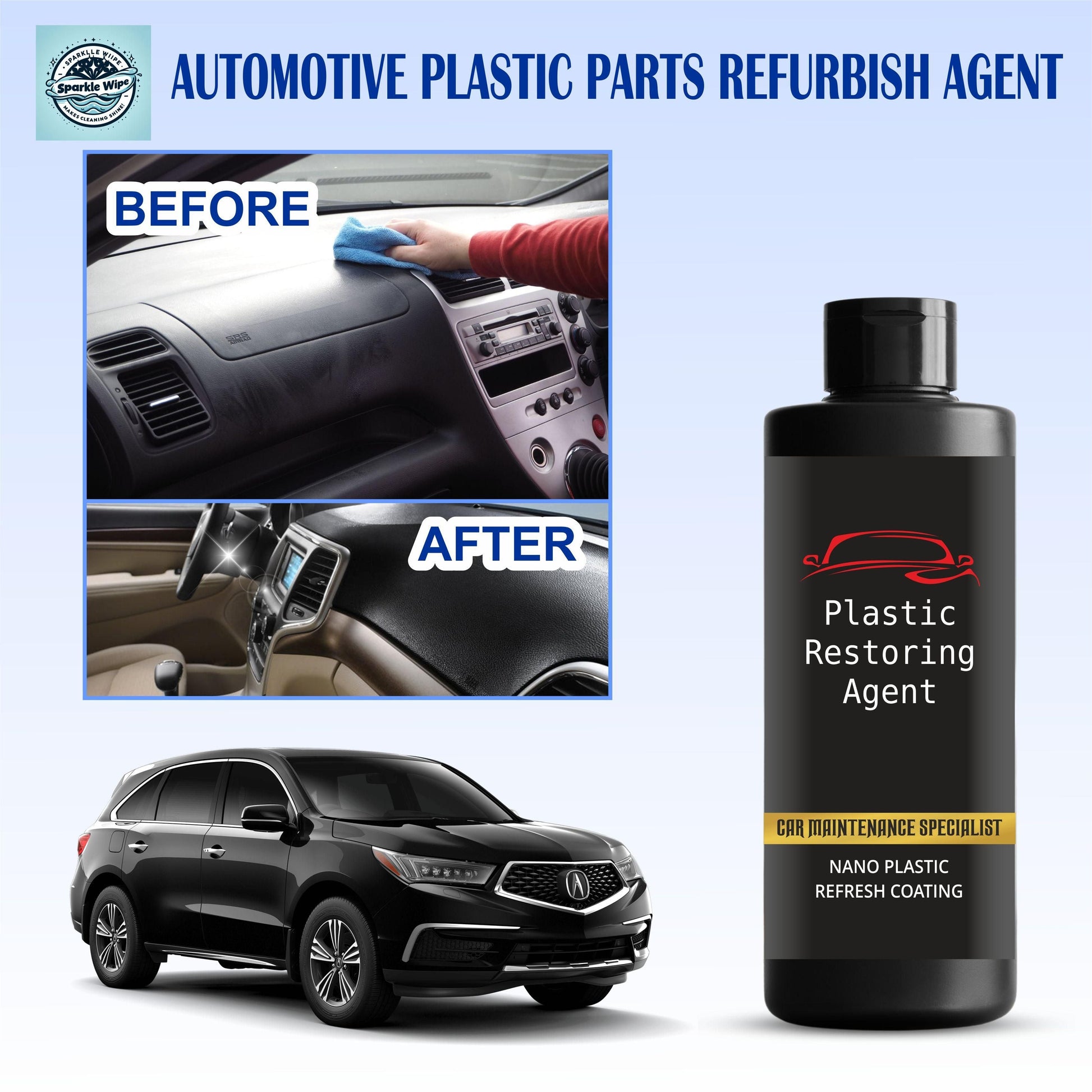 Nano Plastic Revitalizing Coating Agent for Car 100ml (Pack of 2) cs2856-ri