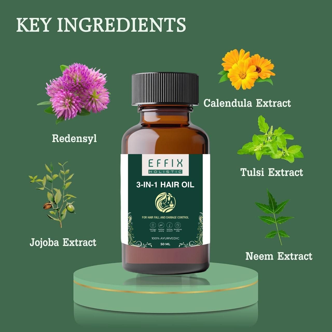 3 in 1 Hair Oil - 50ML (Pack of 2) cs2856-ri