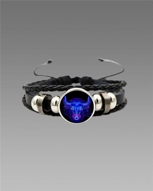 Zodiac Constellation Braided Design Black Leather Bracelet Adjustable - SAMRIDHI SMART STORESAMRIDHI SMART STORE