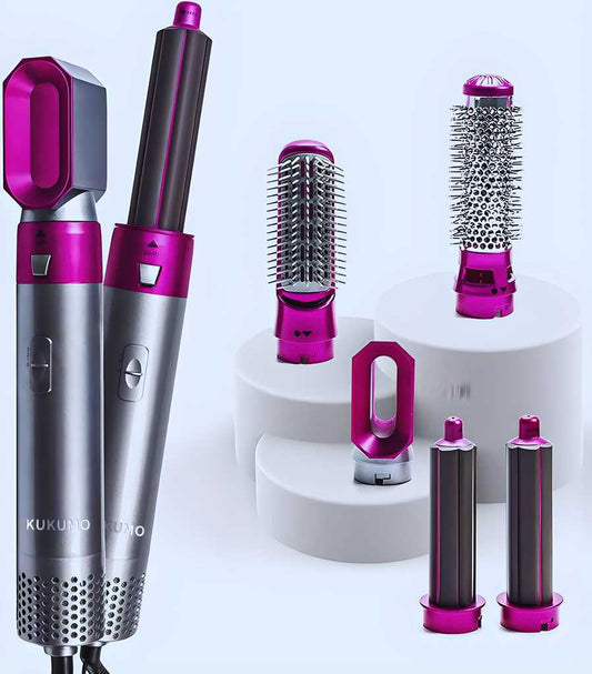 5 in 1 Multifunctional Hair Dryer Styling Tool, Detachable 5-in-1 Multi-Head Hot Air Comb, The Negative Ion Automatic Suction Hair Curler cs2856-ri