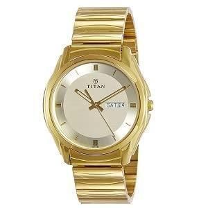 STYLISH TITAN ANALOG WATCH WITH DAY & DATE - GOLDEN - SAMRIDHI SMART STORESAMRIDHI SMART STORE
