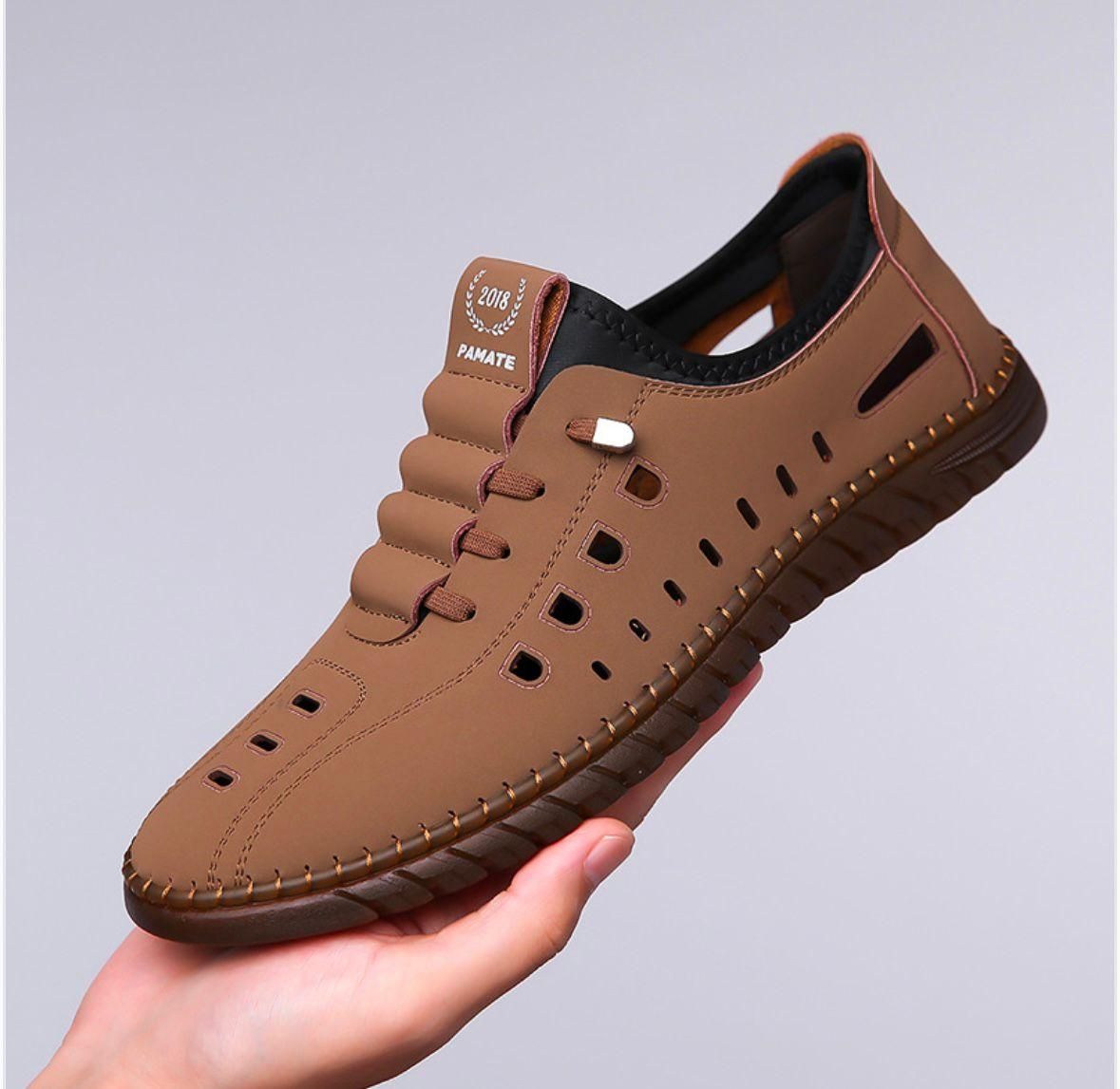 Men's Stylish Laser Cut Tan Casual Shoes cs2856-ri