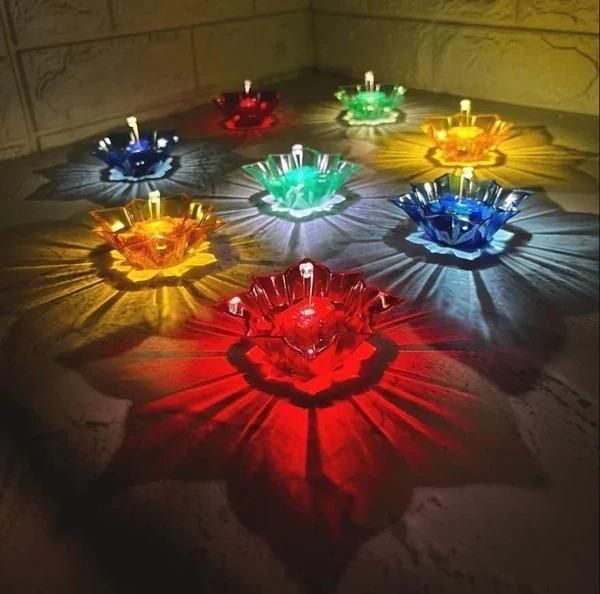 3D Reusable Reflective Shadow Colourful Diya (Pack of 4/12/24) cs2856-ri
