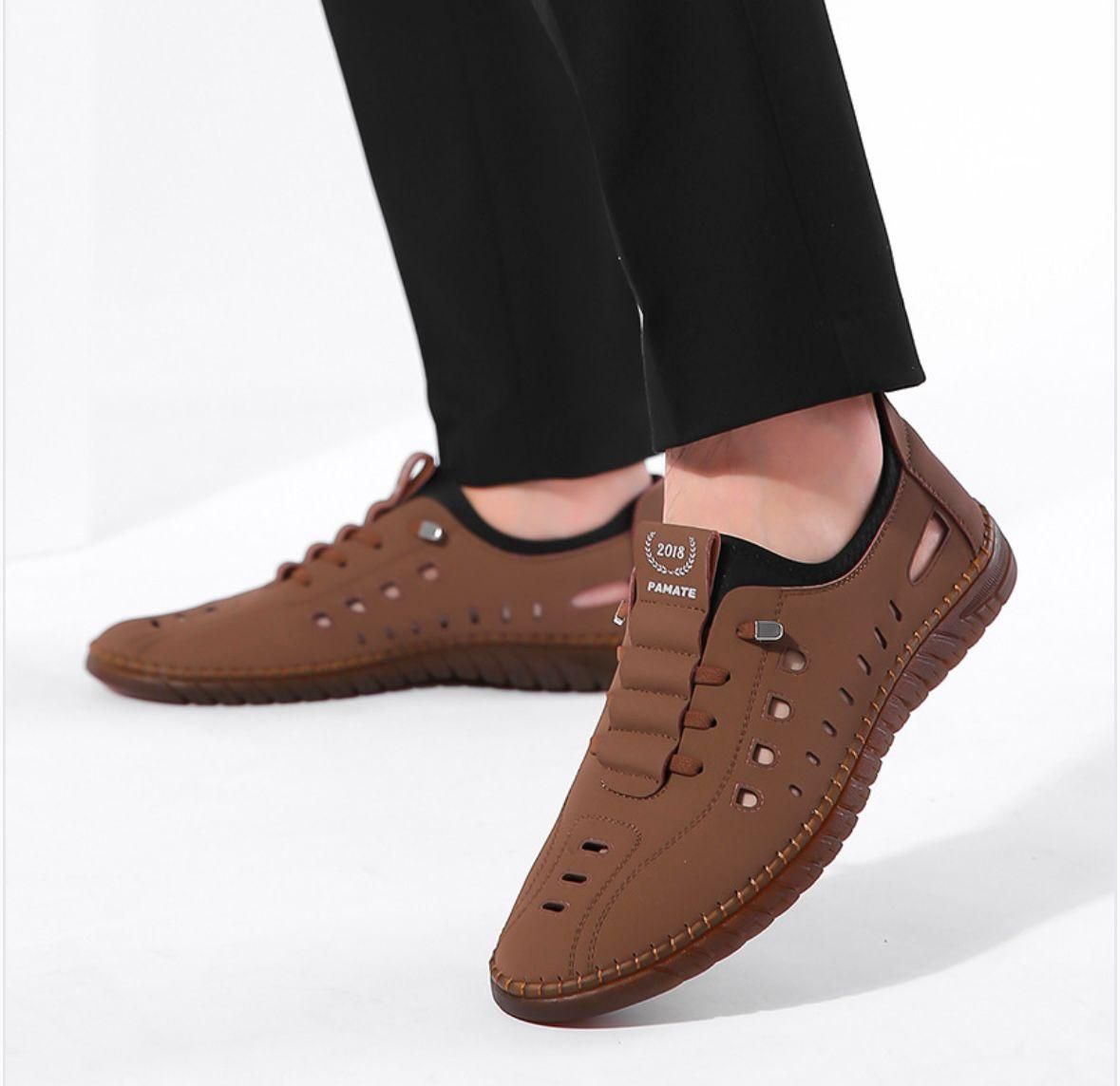 Men's Stylish Laser Cut Tan Casual Shoes cs2856-ri