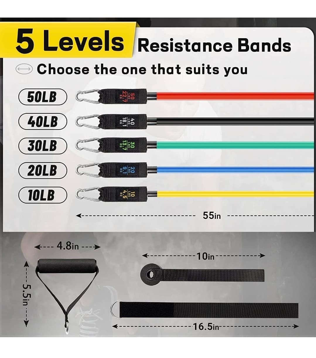 Resistance Band Set for Heavy Workout cs2856-ri