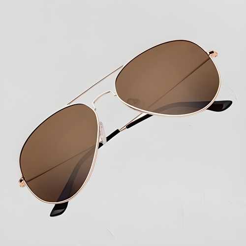 Unisex Brown Golden Aviator Sunglass cs2856-ri