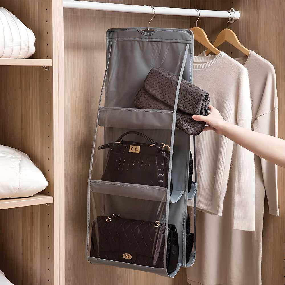 Hanging Handbag Organizer Storage Bag Wardrobe Closet for Purse, Clutch Pack of 2 cs2856-ri