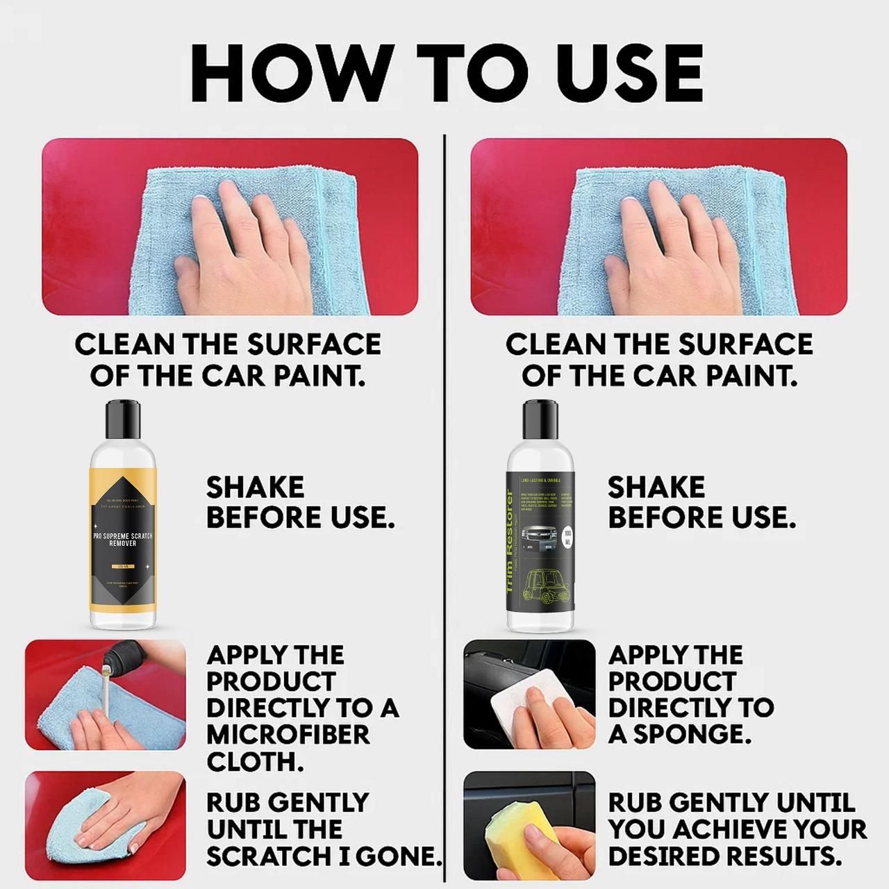 Pro Supreme Scratch Remover 125 ml and Trim Restorer 100 ml each Pack of 2 cs2856-ri