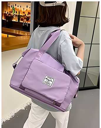 Nylon 22 Cms Travel Duffle(Foldable Travel Duffle_lavender) cs2856-ri