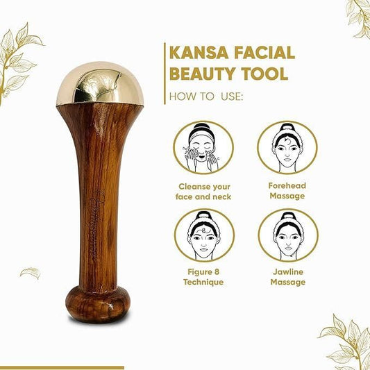 Kansa Face Massager Wood Handle cs2856-ri